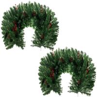 Ruhhy Kerstslinger - 2x - groen - 100 cm - incl decoratie - buigbaar - kerst - kerstboomversiering