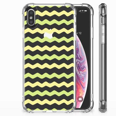 Apple iPhone Xs Max Doorzichtige Silicone Hoesje Waves Yellow Apple iPhone Xs Max Doorzichtige Silicone Hoesje Waves Yellow