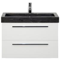 Seville Badmeubelset 80 cm - Wit Hoogglans - Wastafel Hardsteen Wit Lucca