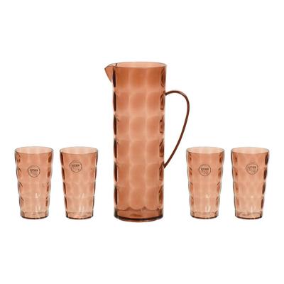 Set kruik en glazen EDM 869702 Bruin Gerecycled plastic 5 Onderdelen