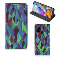 Samsung Galaxy A21s Stand Case Abstract Green Blue - thumbnail