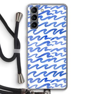 Blauwe golven: Samsung Galaxy S21 Transparant Hoesje met koord