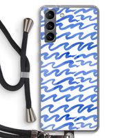 Blauwe golven: Samsung Galaxy S21 Transparant Hoesje met koord