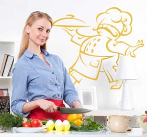 Sticker keuken chef bediening snor