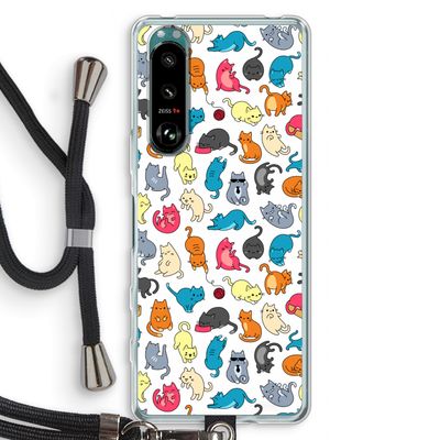 Kleurrijke katten: Sony Xperia 5 III Transparant Hoesje met koord