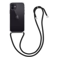 Basey iPhone 12 Mini Hoesje Met Koord Hoes Siliconen Case - Transparant - thumbnail
