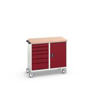Bott Verso Mobiele Kast | 1050x550x965mm | 6 Laden | 1 Deur | Top Tray | RAL 3004 - 16927124.24 Bott Verso Mobiele Kast | 1050x550x965mm | 6 Laden | 1 Deur | Top Tray | RAL 3004 - 16927124.24