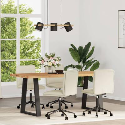 Eetkamerstoelen 4 st kunstleer crèmekleurig