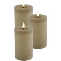 Countryfield LED kaars/stompkaars - 3x - beige - D7,5 x H12,5 cm - timer