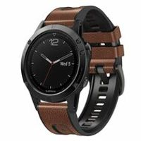 leer + siliconen bandje - Bruin - Garmin Fenix 7 / 6 / 5 - thumbnail