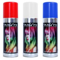 Set 3x kleuren haarverf/haarspray 125 ml - Blauw-wit-rood - Vlag kleuren van Frankrijk - thumbnail