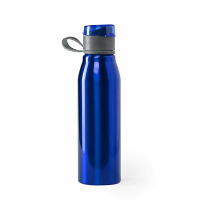 Waterfles / drinkfles / bidon / sportfles - Aluminium - metallic blauw - schroefdop - 700 ml