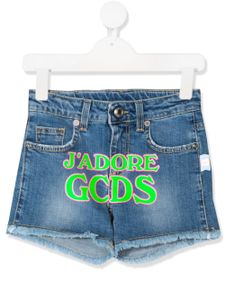 Gcds Kids short en jean à logo imprimé - Bleu