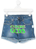 Gcds Kids short en jean à logo imprimé - Bleu - thumbnail