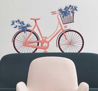 Muursticker fiets met bloemen - thumbnail