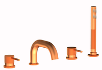 Plieger Roma afbouwdeel voor 4-gats badrandkraan met uitloop en handdouche, geborsteld koper - thumbnail