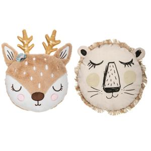 Dieren sierkussen set kinderkamer - hert/leeuw - 31/38 cm - polyester