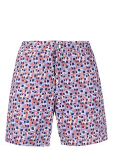 Corneliani short de bain à imprimé graphique - Bleu