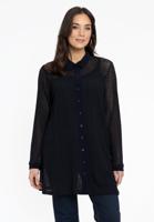 Yoek Blouse PLISSE | Blauw | Maat 50/52