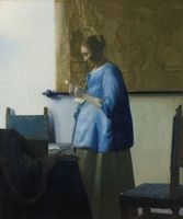 Johannes Vermeer - Brieflezende vrouw 70x90cm, Rijksmuseum, premium print, print op canvas, oude meester - thumbnail