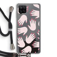 Hands pink: Samsung Galaxy A12 Transparant Hoesje met koord