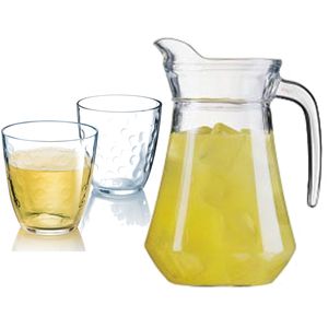 Luminarc schenkkan/waterkan van glas 1.6 liter met 6x waterglazen van 250 ml