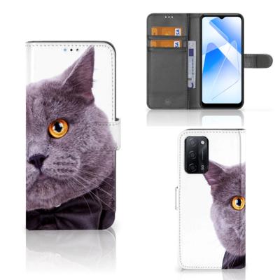 OPPO A16/A16s/A54s | Telefoonhoesje | Met pasjeshouder | Kat