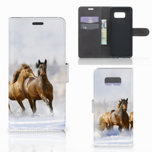 Samsung Galaxy S8 Plus Telefoonhoesje met Pasjes Paarden