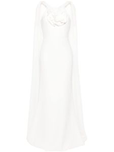 Roland Mouret robe longue à appliques fleurs - Blanc