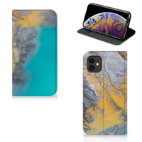 Apple iPhone 11 Standcase Marble Blue Gold - thumbnail