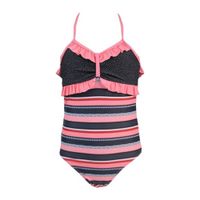 Lentiggini gestreept badpak Summertime koraalrood/zwart/wit - thumbnail