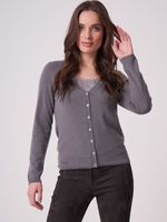 Basic fijngebreid vest met V-hals van biologisch cashmere