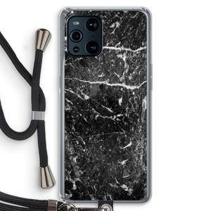 Zwart marmer: Oppo Find X3 Pro Transparant Hoesje met koord