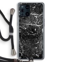 Zwart marmer: Oppo Find X3 Pro Transparant Hoesje met koord Zwart marmer: Oppo Find X3 Pro Transparant Hoesje met koord