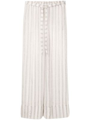 Amir Slama pantalon palazzo rayé à taille nouée - Blanc
