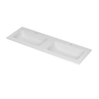 INK Aspekt Wastafel Porselein Dubbel met 2 Kraangaten - 1400x450x15 mm - Mat Wit