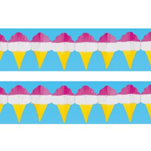 2x stuks papieren ijsjes zomer thema feestslinger 3 meter