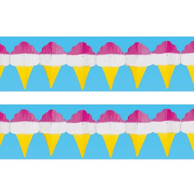 2x stuks papieren ijsjes zomer thema feestslinger 3 meter