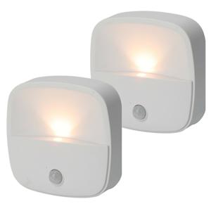 LED lampje met bewegingssensor - 2x - draadloos - zelfklevend - warm wit - 7 x 7 x 2 cm