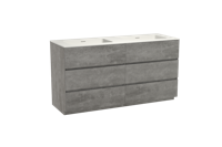 Storke Edge staand badmeubel 150 x 52 cm beton donkergrijs met Mata dubbele wastafel in solid surface