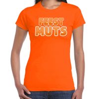 Verkleed t-shirt voor dames - Feest muts - oranje - carnaval