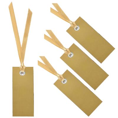 Santex Cadeaulabels met lintje - set 120x stuks - goud - 3 x 7 cm - naam tags