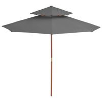 The Living Store Parasol Hout 270 x 256 cm - Antraciet - UV-beschermend