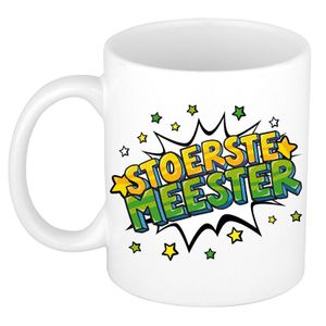 Stoerste meester cadeau mok / beker wit met sterren 300 ml   -