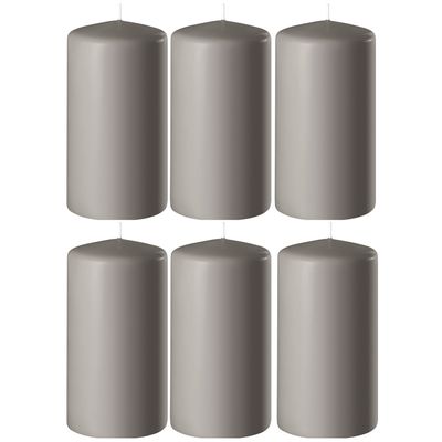 6x Zandgrijze cilinderkaarsen/stompkaarsen 6 x 8 cm 27 branduren