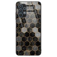 Samsung Galaxy A32 4G glazen hardcase - Hexagons zwart