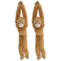 2x stuks pluche hangende bruine Orang Oetan aap/apen knuffel 51 cm - thumbnail