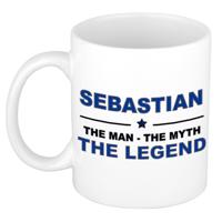 Sebastian cadeau mok - man myth legend - naam koffiemok / beker - wit en blauw - 300 ml