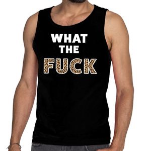 What the Fuck tijgerprint tanktop / mouwloos shirt zwart heren