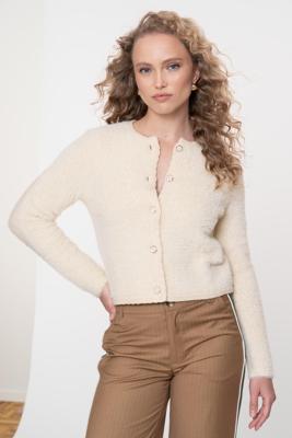 Geisha Cardigan Hairy 54807-10 Trui 10 Off-white